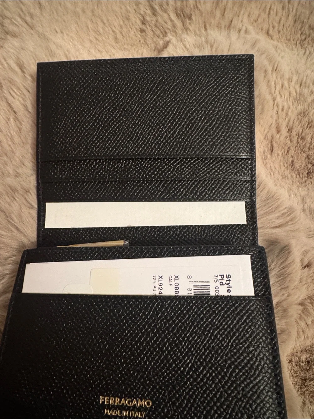 Salvatore Ferragamo Black Leather Card & Key Holder with Gold Gancini Accent